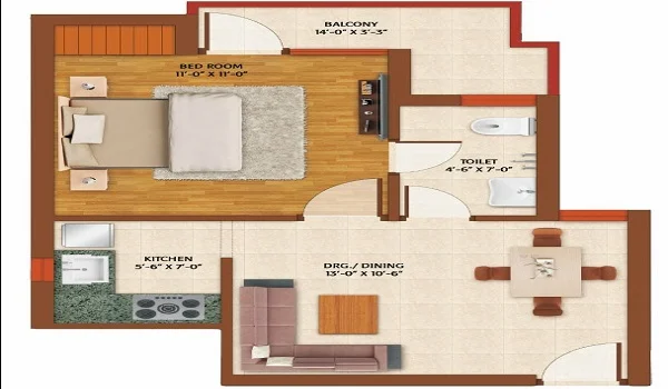 Featured Image of Century Liva 1 BHK Apartment Floor Plan