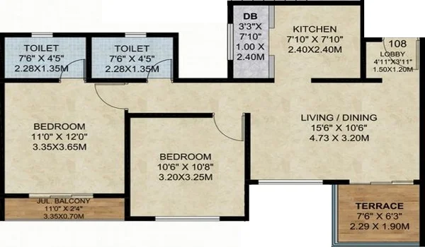 Featured Image of Century Liva 2 bhk apartment floor plan